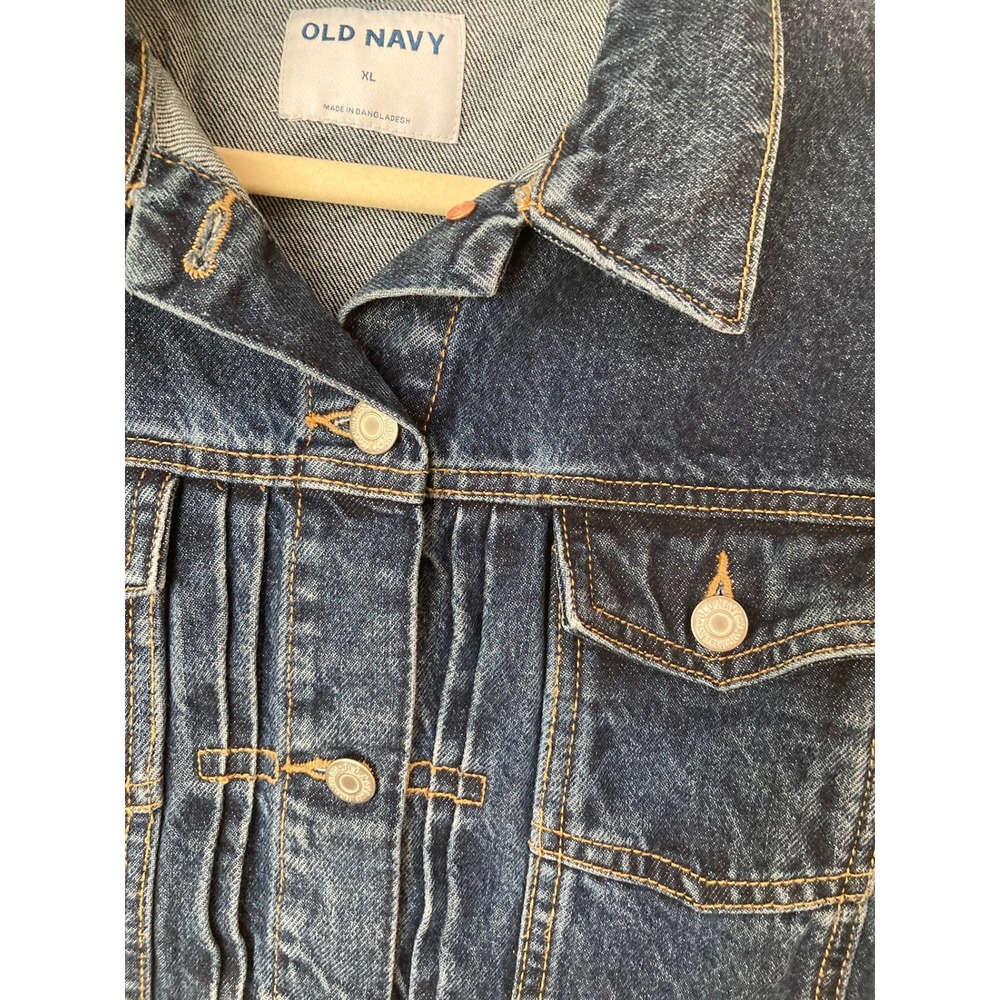 Old Navy Dark Wash Denim Trucker Jacket XL Classic Casual Americana Streetwear - Picture 2 of 5